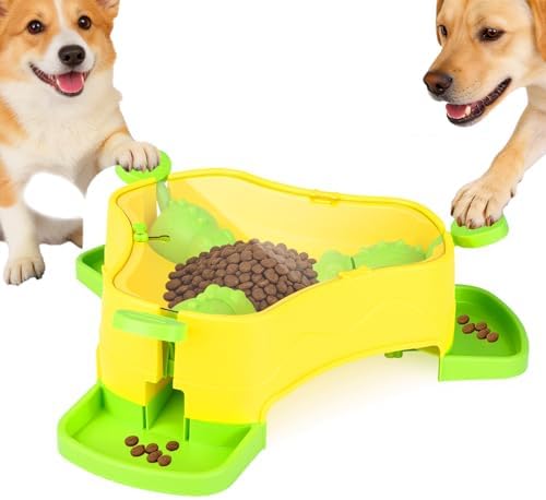 Dog Puzzle Toy, 3-in-1 Interactive Dog Puzzle Toys Press-Type Dog Treat Dispenser Toy Dog Enrichment Toy No-Slip Dog Slow Feeder Interactive Brain Training Toy for Smart Dog Cat, Green