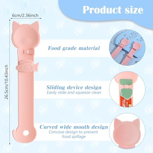 2 Pack Cat Squeeze Treat Spoon, Cute Cat Treat Feeder Spoon
