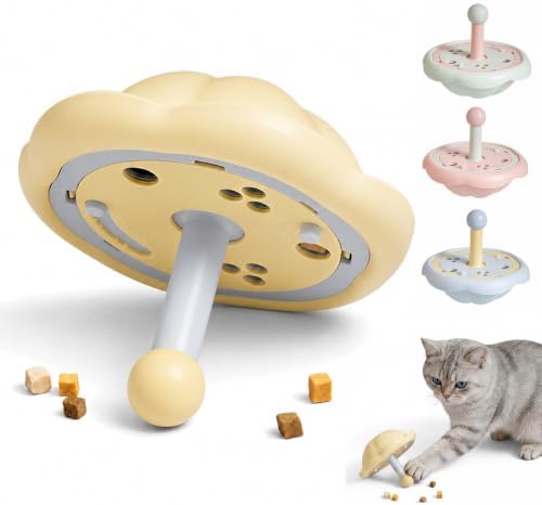 Cat Puzzle Feeder Toy, Adjustable Treat Dispenser, Yellow
