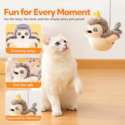 Flapping Owl Cat Toy, Flying Cat Toy Halloween, Hanging Rope (Owl)