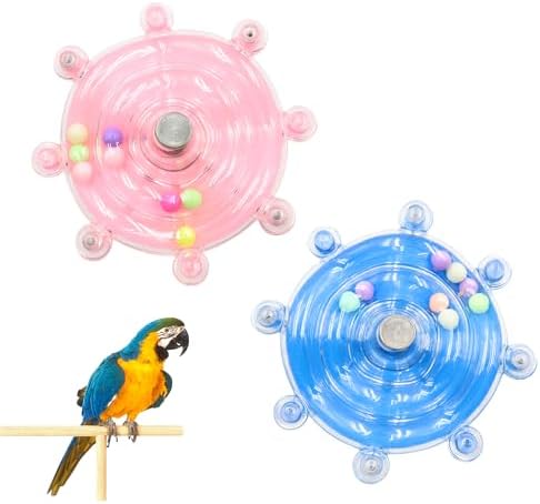 2 Colors Bird Toys for Parrots, Small Bird Cage Toys with Spinning Rattle