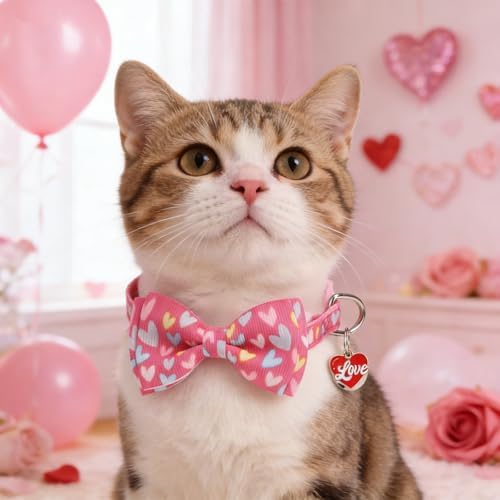KOOLTAIL Easter Cat Collars Breakaway with Bowtie and Bells,3 Pack Adjustable Fancy Kitten Collar with Safety Buckle for Girls Boys Kitty,Cute Cat Charm Pendant Holiday