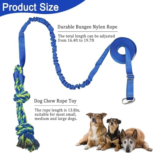Dog Bungee Tug Toy Hanging from Tree, Outdoor Interactive Tether-Blue