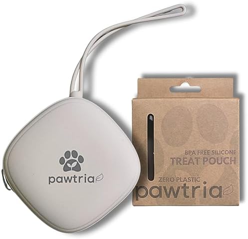 Pawtria BPA Free Silicone Dog Treat Pouch, Matte Cream