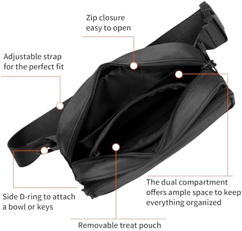 Runlight Dog Training Treat Pouch Fanny Pack,Dog Waist Belt,Dogs Walking Bag Crossbody with Poop Bags,Puppy Treat Bag Training Pouch (Black)