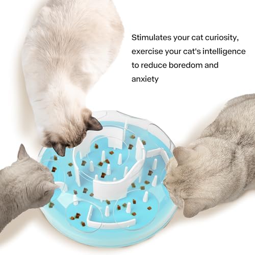 Pet Prime Cat Puzzle Feeder Interactive Enrichment Toys for Indoor Cats Slow Feeder Food Treat Puzzle Cat Stimulation Toys Blue