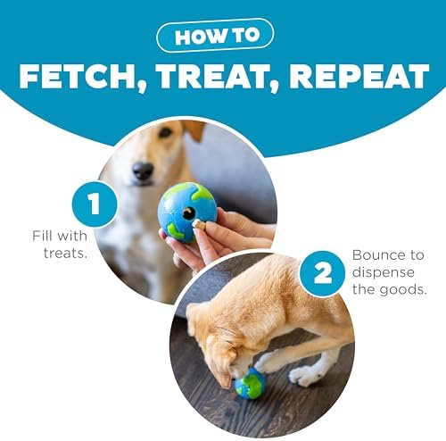 Outward Hound by Planet Dog Orbee-Tuff Planet Ball Blue/Green Treat-Dispensing Dog Toy, Small