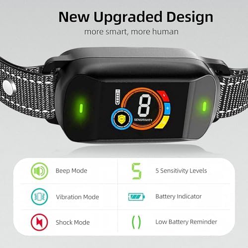 Dog Bark Collar, Bark Collar for Small Medium Large Dogs, Smart AI Dual Recognition Anti Bark Collar, Rechargeable Automatic Stop Dog Barking Collars with 3 Adjustable Shock Modes Activated