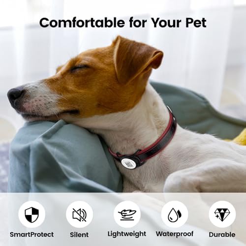 Smart Pet Tracker for Collar - Dog Trackers Location for Pet with Holder, No Monthly Fee, Real-Time Tracking, iOS Only, Long-Lasting, IPX6 Waterproof, Anti-Lost Tracker for Cats, Bag Straps, Black