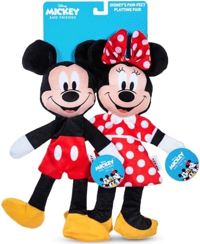 Disney for Pets Mickey & Minnie Mouse Plush Dog Toy Set, 13.5 Inch, 2 Pk