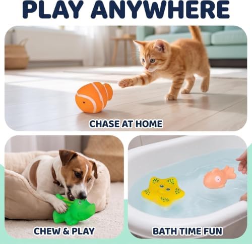 6 Pcs Pool Cat Interactive Toy, Cat Pool Toys, Floating Water Toy, Pet Kitten Swimming Bathing Fish Toy,Bath Toys, Sensory, Cats for Endless