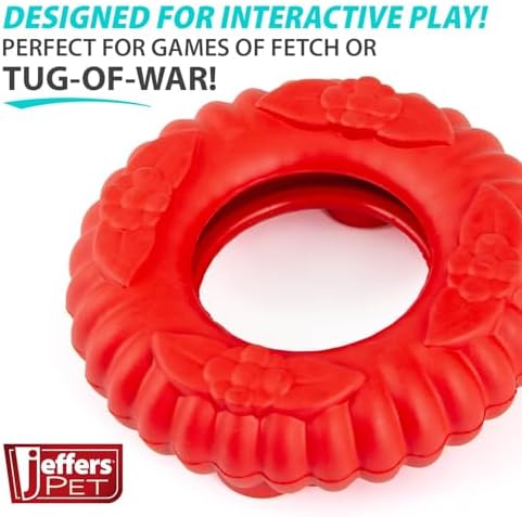 Jeffers Pet Natural Rubber Dog Chew Toy – Red Virgo, Large - Vanilla Scent, Durable, Non-Toxic, Dishwasher Safe, Interactive Fetch & Tug Toy - Perfect for Training Medium Chewers