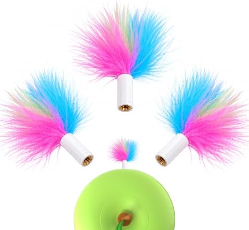 Cat Feather Toy Replacement Refills, Colorful Teaser Wand Attachments for Interactive Play,3 Pack