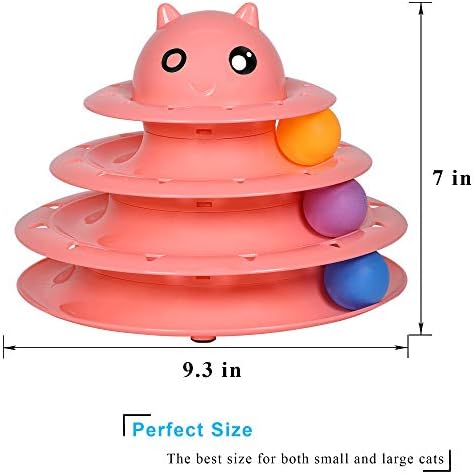 UPSKY Cat Toy Roller 3-Level Turntable Cat Toys with Six Colorful Balls | Puzzle Kitten Toys, Sturdy Structure, Detachable Design, Easy to Assemble, Anti-Slip, Reduces Boredom for Indoor Cats