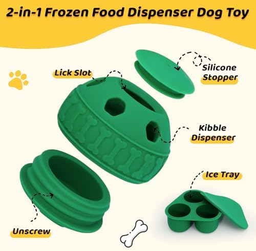IFOYO Frozen Dog Treat Toy Ball, Silicone Enrichment Dog Toy, Green