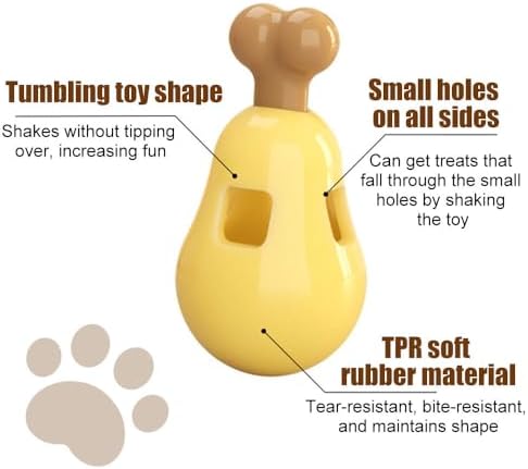 Dog Puzzle Toy, Wobble Chicken Leg Cat Chew Toy with Food Dispenser Holes Fun Pet Slow Feeder for Dogs Cats Interactive Training