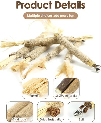 Tocirelo Cat Toys Silvervine Sticks, Natural Catnip Toys for Indoor Cats