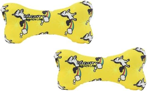 MIGHTY Tuffy 2 Pack Bone Dog Toy: Ultra Durable Plush Toy with Multiple Layers & Reinforced Seams, Washable and Floats, Vinyl Bone & Fleece