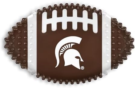 NCAA Michigan State Spartans Mega-Chew Hard Nylon Bacon-flavored Dog Bone Football Chew Toy. Interactive Tasty & Fun Dog Chew Toy. Indestructible Strong Durable Tough Dog Toys for Aggressive Chewers