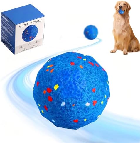 Angelle Auto-Rolling Dog Ball: Interactive Smart Toy for Boredom Relief, Chew-Proof & IP54 Waterproof, Active Moving/Rotating Ball for All Dogs, USB Rechargeable (Great for Indoor/Outdoor Play),Blue