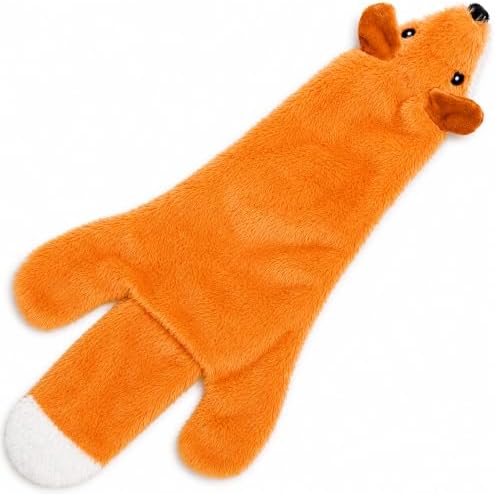 Interactive Crinkle Fox Dog Toy – No Stuffing Plush Squeaky Pet Toy (22"x8.5"), Tear-Resistant Reinforced Stitching, Odor-Free Chew Toy, Keeps Them Busy for Small, Medium & Large Dogs