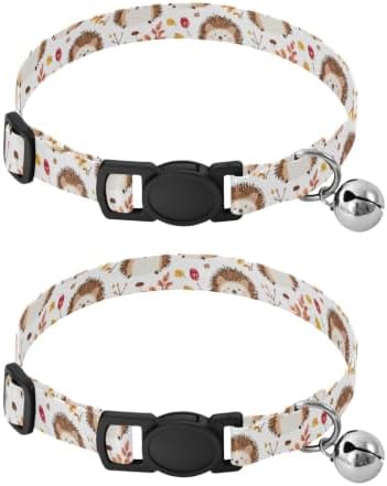 Cute Cartoon Hedgehog Cat Bell Collar 2 Pack Cat Collars Adjustable Length 10.6" to 17.1"
