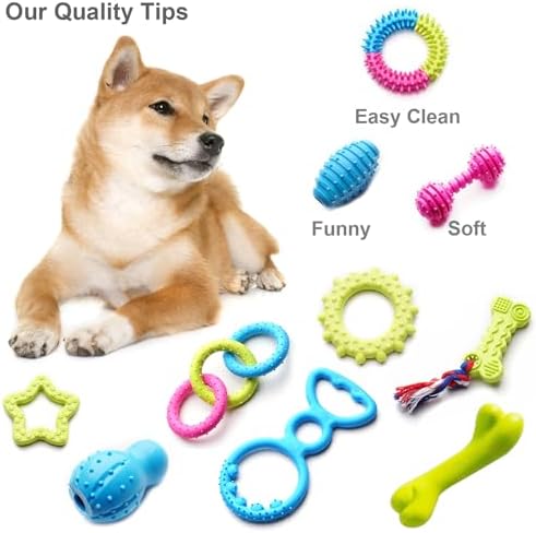 SZKOKUHO Small Dogs Puppy Chew Toys 17Pack Cute Variety Shape Multi Colors Designs to Bite Anytime Enjoy Teething Toys Training Supplies