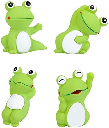 Volacopets 4 Cute Frog Puppy Squeak Toys Latex Float Water Pool Dog Toys Squeaky for Small Breed Soft Fetch Interactive Play pet Toys, Green