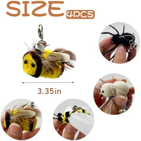Cat Toy Insects Refills, Feather Wand Replacement Insects, Kitten Interactive Toys (4PCS)