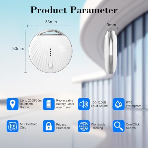 Air Tracker Tag, Smart Tag Bluetooth Tracker Works with Apple Find My (iOS Only), IP68 Waterproof, Replaceable Battery, Key Finder and Item Locator for Keys, Bags, Luggage, Wallet, etc