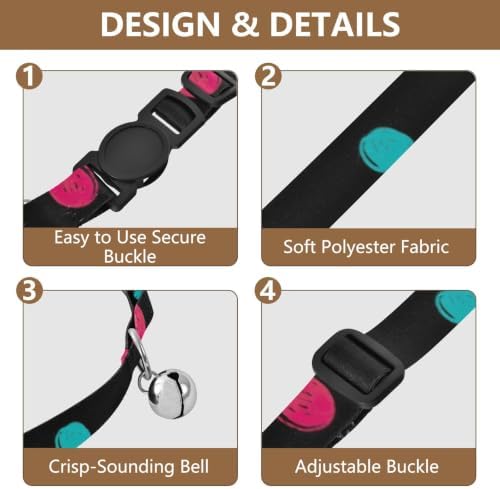 Crayon Polka Dots Black Collar for Kitten, 2 Pack Kitten Collar with Bell