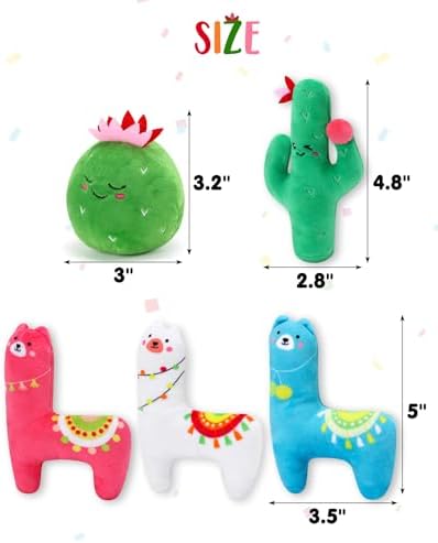 CiyvoLyeen Plush Cactus Llama Catnip Toys for Indoor Cats 5 Pack