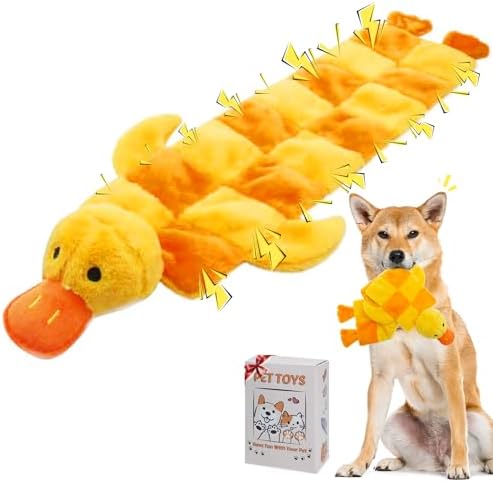 Mihachi Dog Squeaky Toys 16 Squeakers for Aggressive Chewers, Tough Interactive Tug of War Dog Toy-Squeaky Chew Toy for Small,Medium,Large Breed No Stuffing Duck Toy, Fun Long Toys 27 Inches