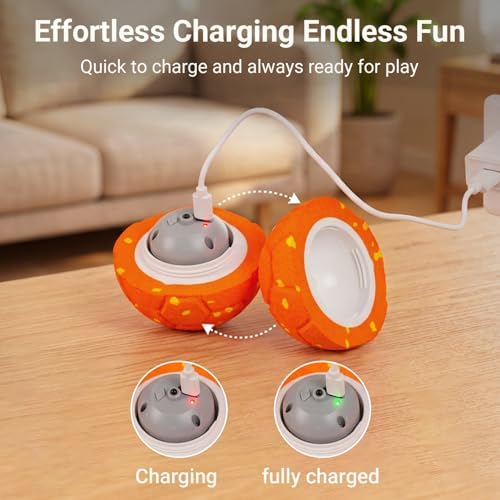 Interactive Dog Toy, Smart Automatic Dog Ball with 3 Interactive Modes, Durable E-TPU, Active Moving Ball Keep Them Busy, Moving Dog Toy for Medium and Large Dogs, Orange