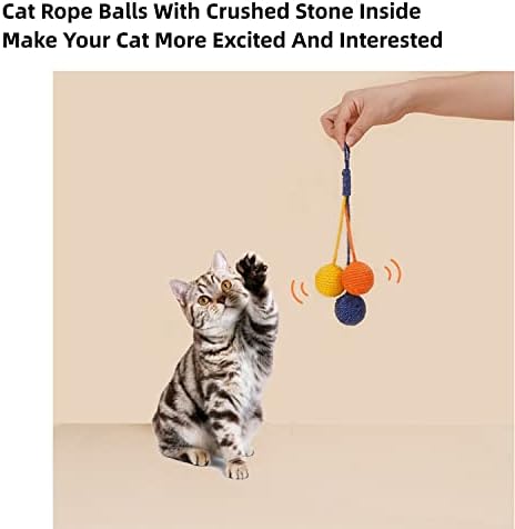 Cat Toy Sisal Ball Hanging Cat Toy Handmade Cat Rope Ball Chew Eco-Friendly Toy Pets Interactive Toy Cat Toys for Indoor Cats (Primary Color, 1pcs)