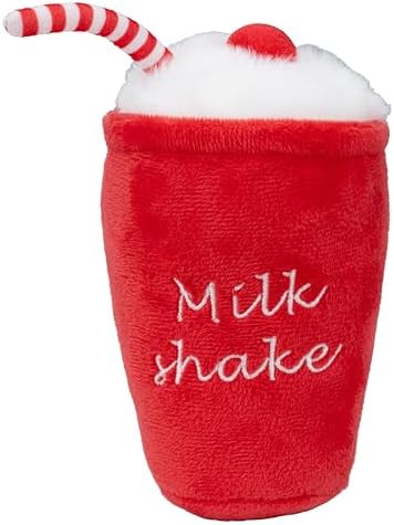 Plush Dog Toy Food Shaped Stuffed Pet Toys Puppy with Squeaker Crinkle Funny Cute Interactive Gift Relieve Anxiety Aggressive Play [1pc] Milkshake