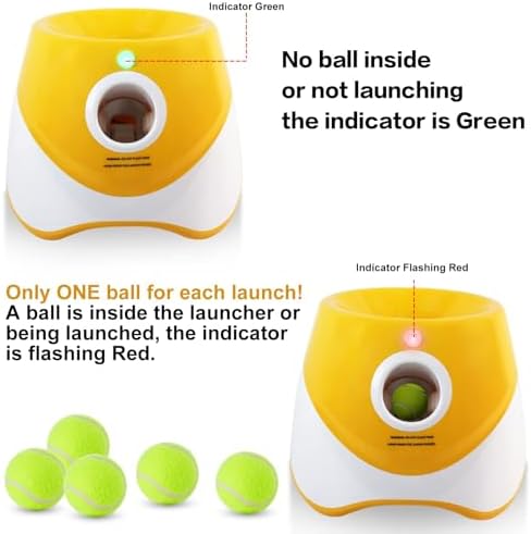MEKAPLE Automatic Dog Ball Launcher, Dog Ball Thrower with 15 Mini Tennis Balls Sizing 2 Inch and Mesh Bag, Interactive Dogs Toys Tennis Balls Launcher for Small Dogs with 3 Distance Settings