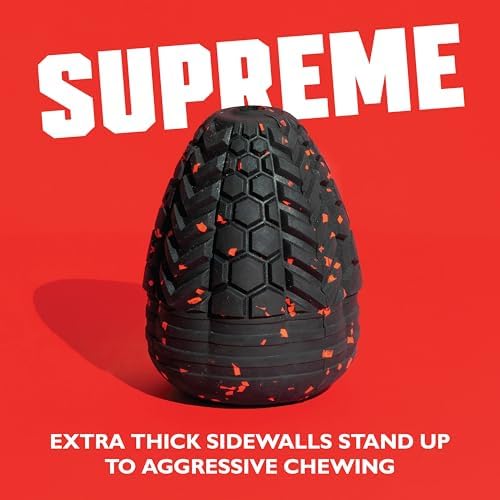 Chew King Supreme Durable Rubber Dog Toy for Aggressive Chewers, Treat-Dispensing Heavy-Duty Chew Toy with Safety Air Vent, Interactive Dog Toy for Training & Enrichment, XL 5.1" x 3.8"