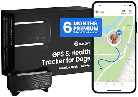 Tractive Smart Dog GPS Tracker with 6 Month Subscription | Live Pet Tracker with Virtual Fence | Vital Signs Monitoring of Heart & Respiratory Rate | Bark Monitoring | Dog Collar Attachment (Black)