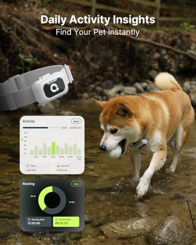 ABBIDOT GPS Tracker for Dogs - Real-Time Pet Tracker with Virtual Fence, Activity Monitor, Location History, Escape Alerts, 3-Mode Night Light, GPS Dog Tracker with Health & Behavior Monitoring