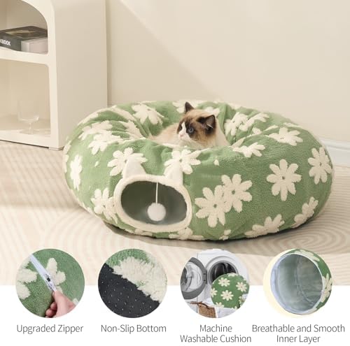 Pesen Cat Tunnel Bed with Soft Cushion for Indoor Cats and Kittens