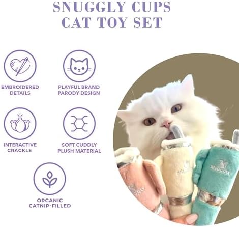 Haute Diggity Kitty Snuggly Cups Set, Soft Plush Cat Toys