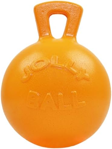 Jolly Pets Tug-n-Toss - Heavy Duty Chew Ball w/ Handle (Orange, 8")