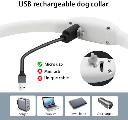 Led Dog Collar, BSEEN Light Up Dog Collars USB Rechargeable Flash Dog Necklace, Silicone Cuttable Lighted Puppy Collar, Glowing Dog Walking Lights for Small Dogs& Cats (Blue-XS(40cm))