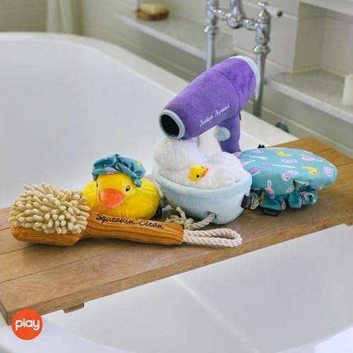 P.L.A.Y. Cute Plush Dog Toys - Splish Splash Bathtime Themed Durable Squeaker Toys, Great for Puppies & Small, Medium, Large Dogs - Machine Washable, Recycled Materials (5 Piece Set)