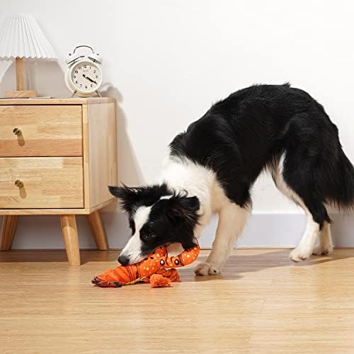 Sedioso Dog Toys, Dog Plush Toy for Large Breed, Cute Squeaky Dogs Toy with Crinkle Paper, Puppy Chew Toy for Small, Middle, Large Breed (Lobster)