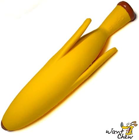 WantChew Latex Dog Squeaky Chew Toy, Peeled Banana