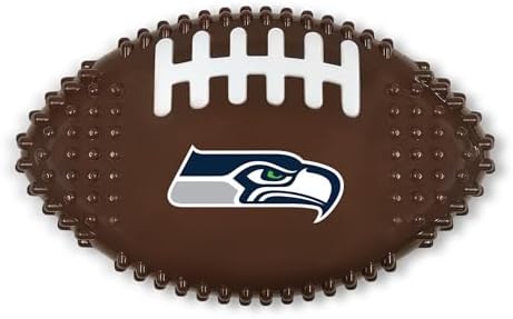 NFL Seattle Seahawks Mega- Chew Hard Nylon Bacon-Flavored Dog Bone Football Chew Toy Interactive Tasty Fun Dog Chewy Toys Indestructible Strong Durable Tough Pet Biting Playtoy for Aggressive Chewers