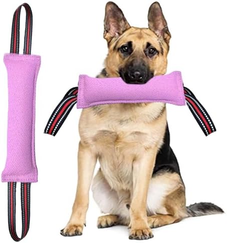Clysoru Tug Toy for Dogs Tug of War Dog Toy with 2 Strong Red Band Handles Lasting Training Equipment Puppy to Large Dogs Interactive Toy Best for Tug of War Pull Indestructible Rope Toys (Pink)