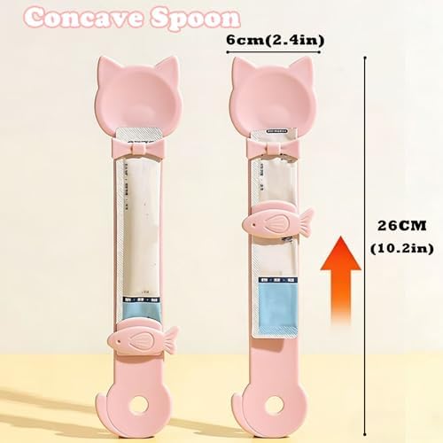 Cat Treat Spoon Squeeze & 3 Pcs Can Lids | Cat Treat Feeder for Liquid Snack | Universal Silicone Pet Can Covers BPA Free | Churu Spoon Dispenser(Pink)